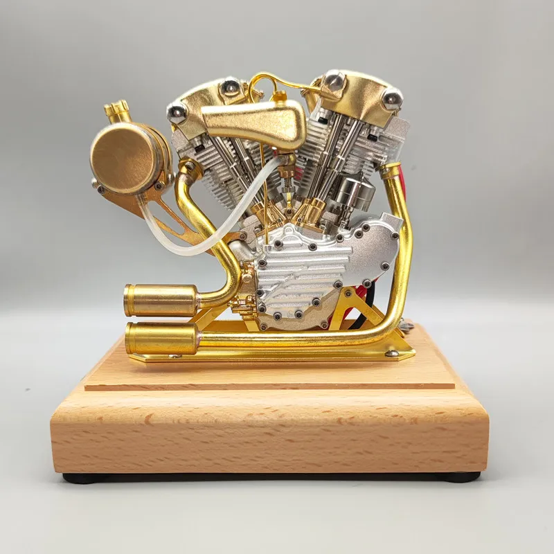 V2 Engine Model Four Stroke Locomotive Engine Movable Mechanical Model
