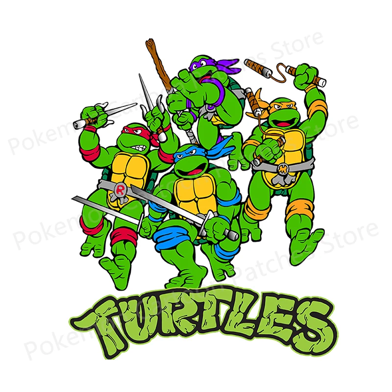 Teenage Mutant Ninja Turtles Fusible Patch Sticker Clothing Thermoadhesive Anime Patches for Men DIY T-shirt Decor Applique Gift