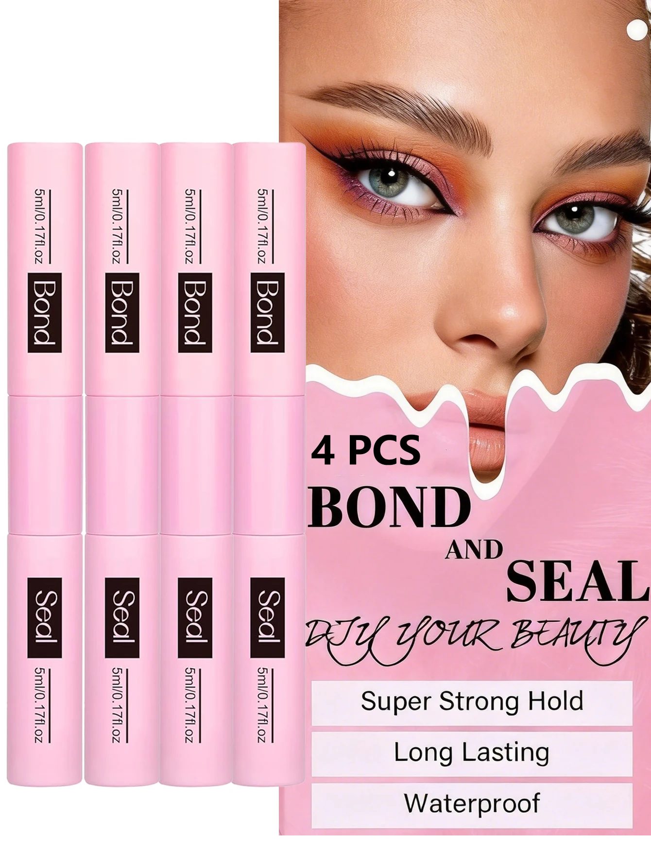 5/4/3/2/1 PCS Lash Bond and Seal 10ml for Lash Clusters Super Hold Long-Lasting Non-Irritating Eyelash Glue for DIY at Home