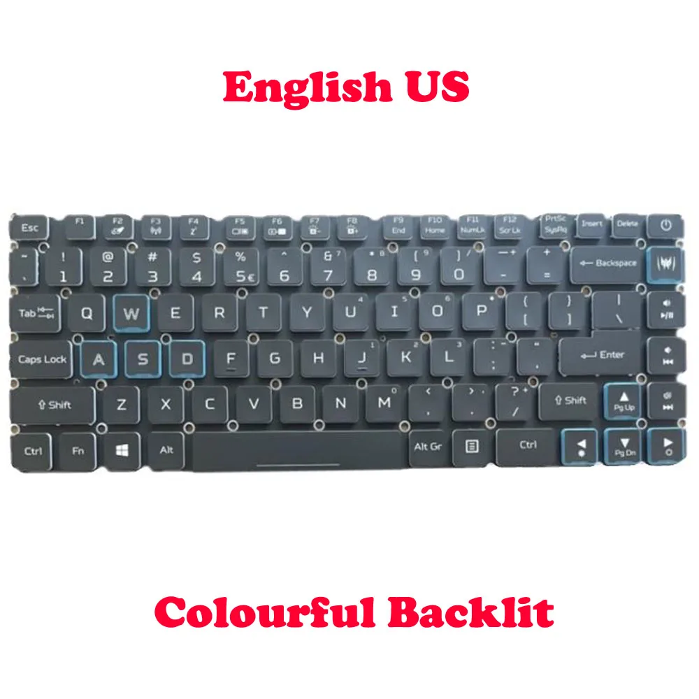 YD Laptop Colourful Backlit Keyboard For ACER Predator Triton 500 PT515-51 English US Black Without Frame New(Not RGB Per-Key)