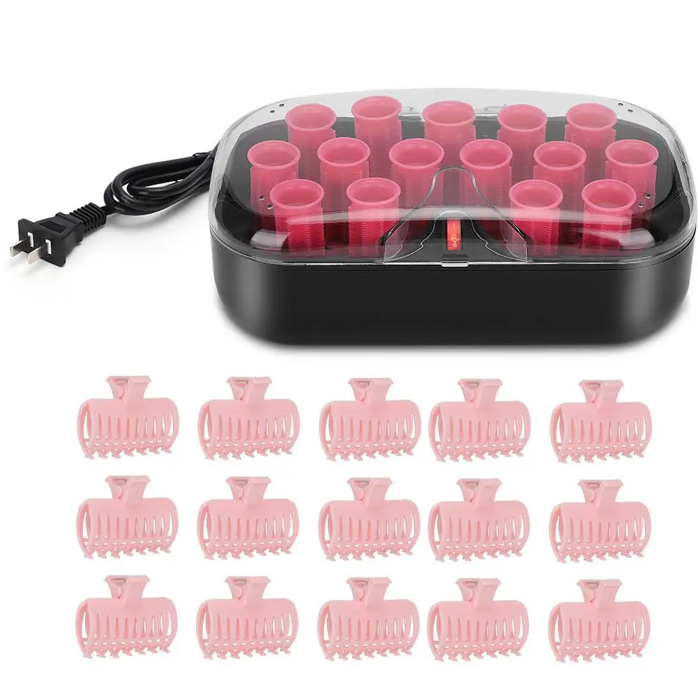 

15pcs Electric Hair Perm Rods Curler 30mm + Pink Clips 110-220V Hair Styling Tool