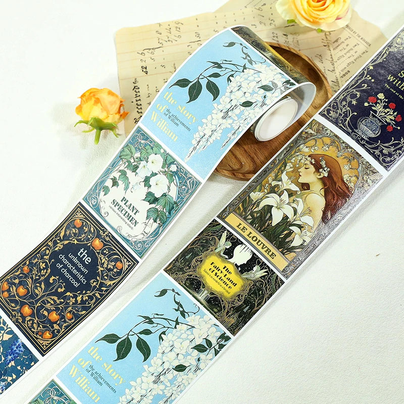 2m/Roll Vintage Painting Washi Tape Flower Masking Tape 3D Crystal Ink Decorative Stickers For Planner Scrapbooking
