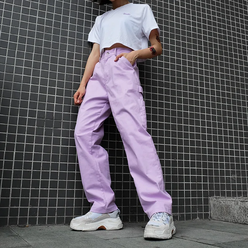 

Loose High Waist Women's Pants Cotton Full Length Trousers Women 2024 Fashion Stretch Streetwear Cargo Pants Women