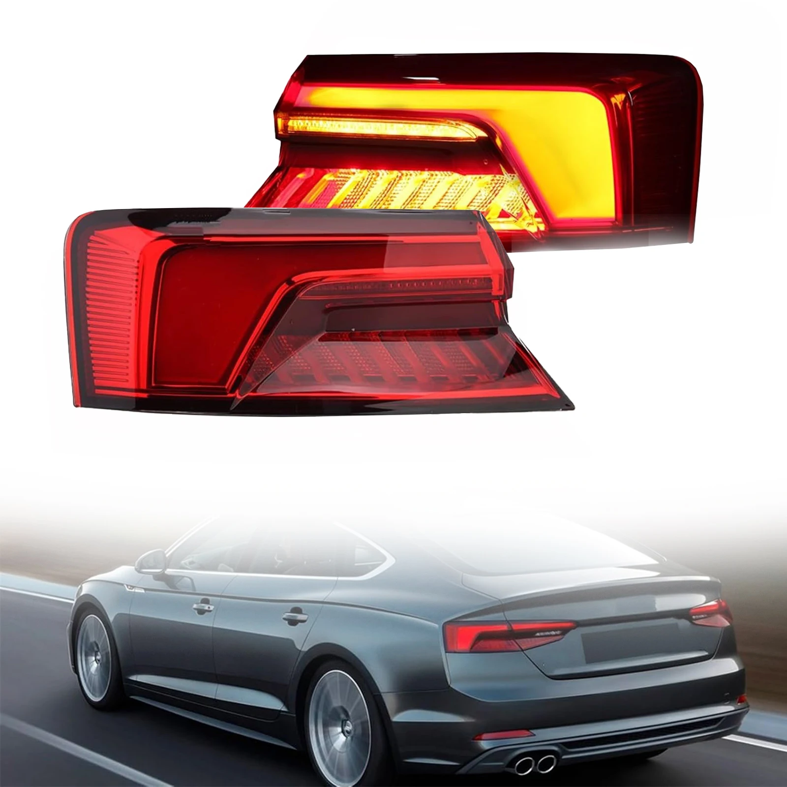 Pair LED Outer Tail Lights Assembly For Audi A5 2017-2020 Rear Lamp 8W6945091D, 8W6945092D, 8W6945091J, 8W6945092J