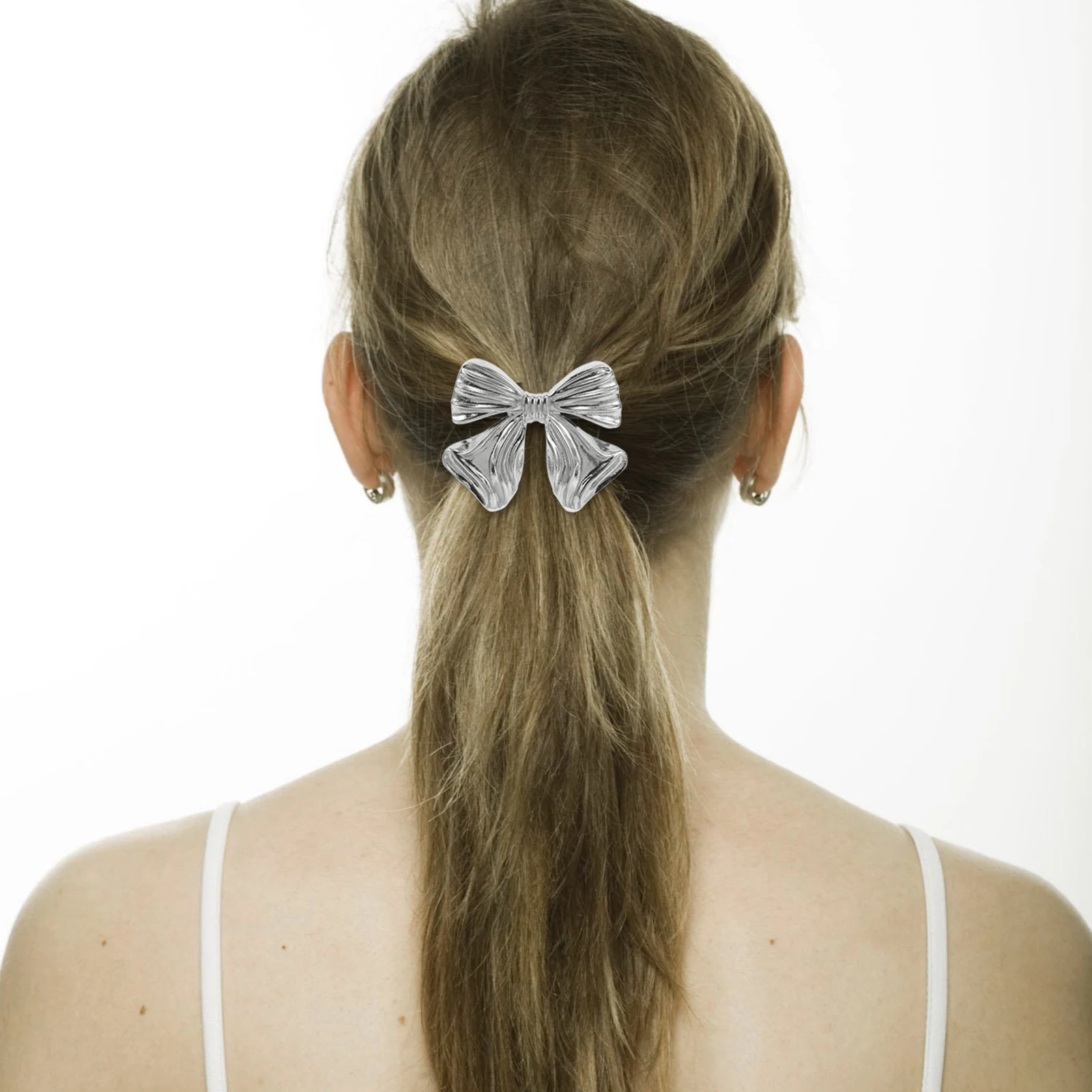 المعادن Bowknot الشعر حبل شريط مرن للنساء يتوهم ذيل حصان حامل Scrunchy ملحق سميكة غرامة تصفيف الشعر أداة