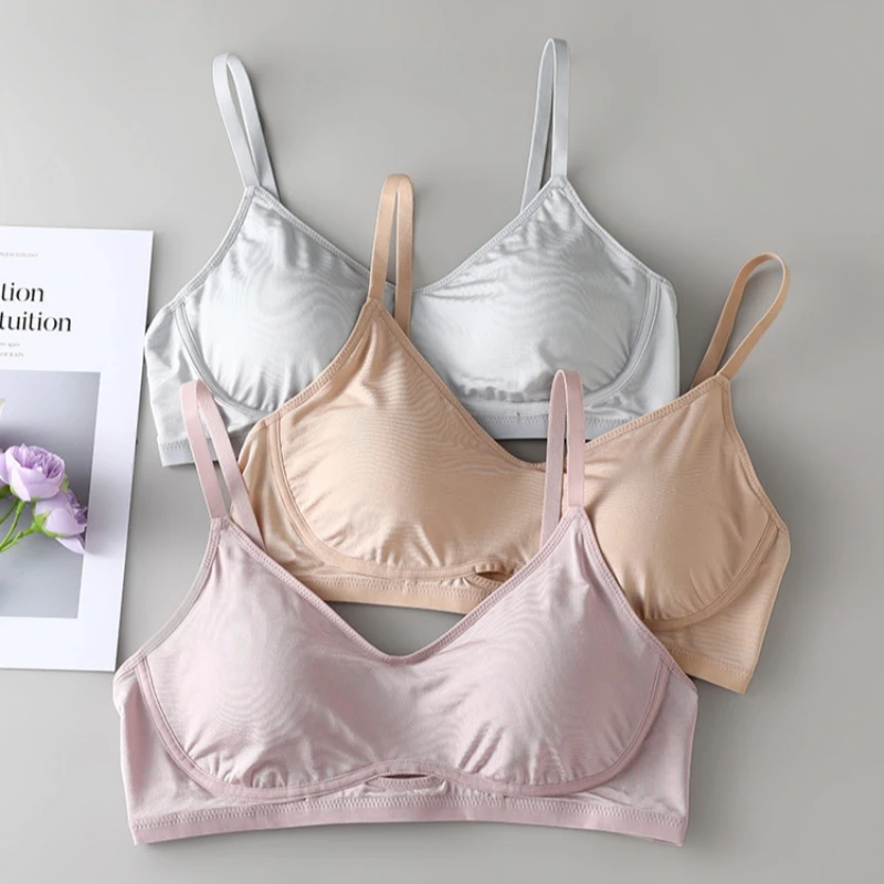 Birdtree, 88.5% Real Silk Hollow Bra, Women's Breathable Solid Underwear, Wireless Thin Sexy Bralette, 2026 Autumn New S69020JF
