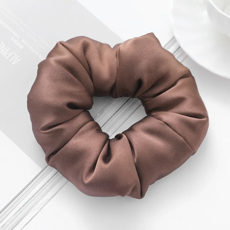 

Coffee Color – Women's Elastic Ponytail Hair Tie, 6cm Satin Finish, 8cm Scrunchie