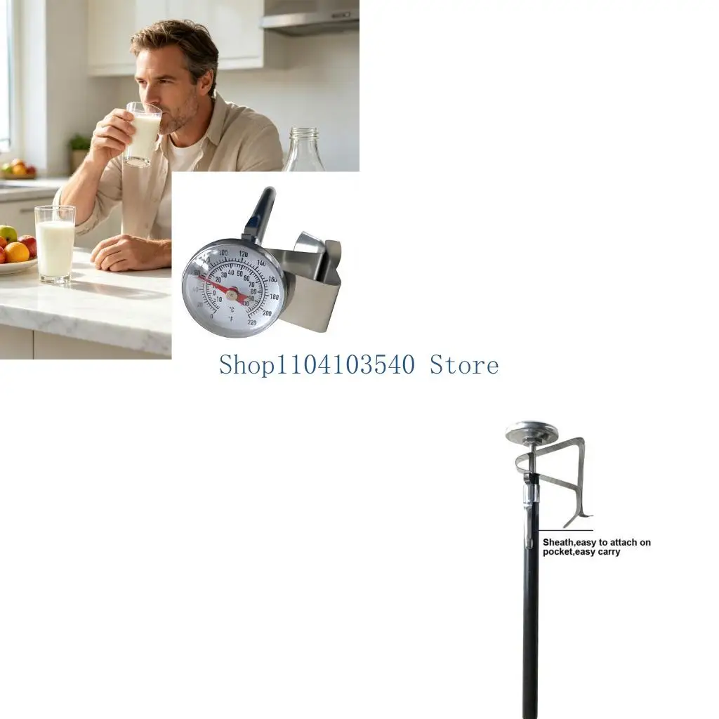 02DC Stainless Steel Pot Side Temperature Reader for Milk Warming and Kitchen Use