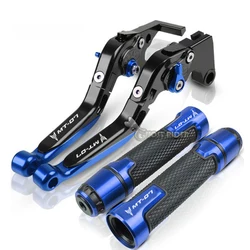 For YAMAHA MT-07 MT 07 MT07 2014-2022 Motorcycle Adjustable Folding Brake Clutch Levers Handlebar Hand Grips LOGO MT-07 Gold