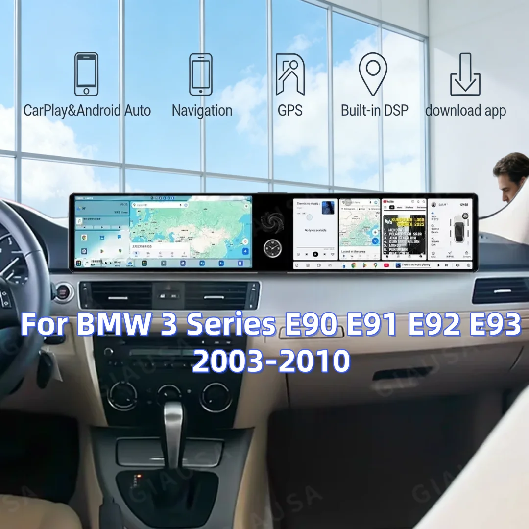 Pantalla Dual para BMW Serie 3 E90 E91 E92 E93 2003-2010 Reproductor Multimedia GPS Navegación Android Auto Carplay Radio para Auto