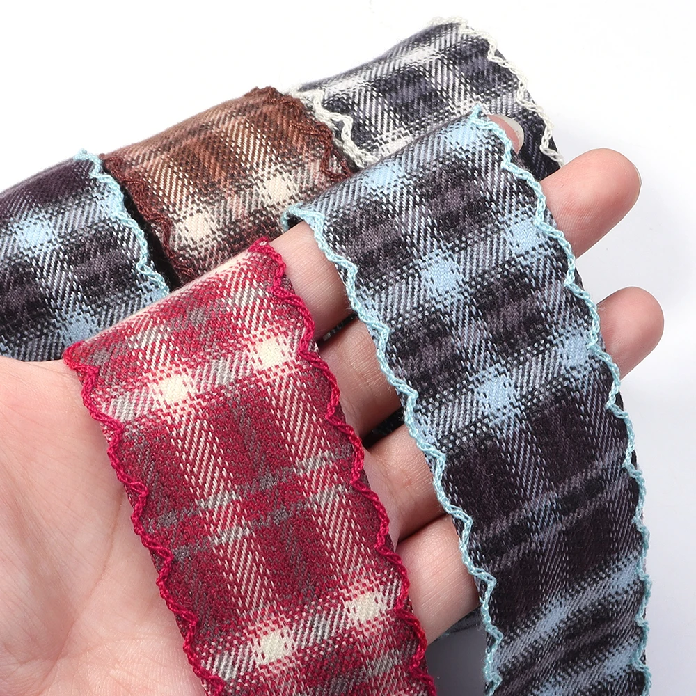 3 Yards Britisches Karo-Band mit Wellenrand, Vintage Weihnachtsdekoration, DIY-Bastelbedarf, Schleifen, handgemachte Geschenkverpackung, Karo-Band – Detail 5