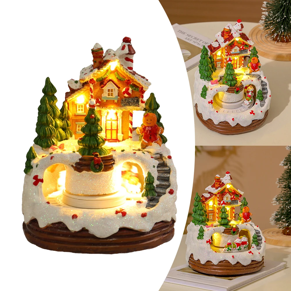 Christmas Music Box Christmas Figurines Rotating Winter Scene 6.3inch Snow Scene Ornament Home Tabletop Decoration Gift for Kids