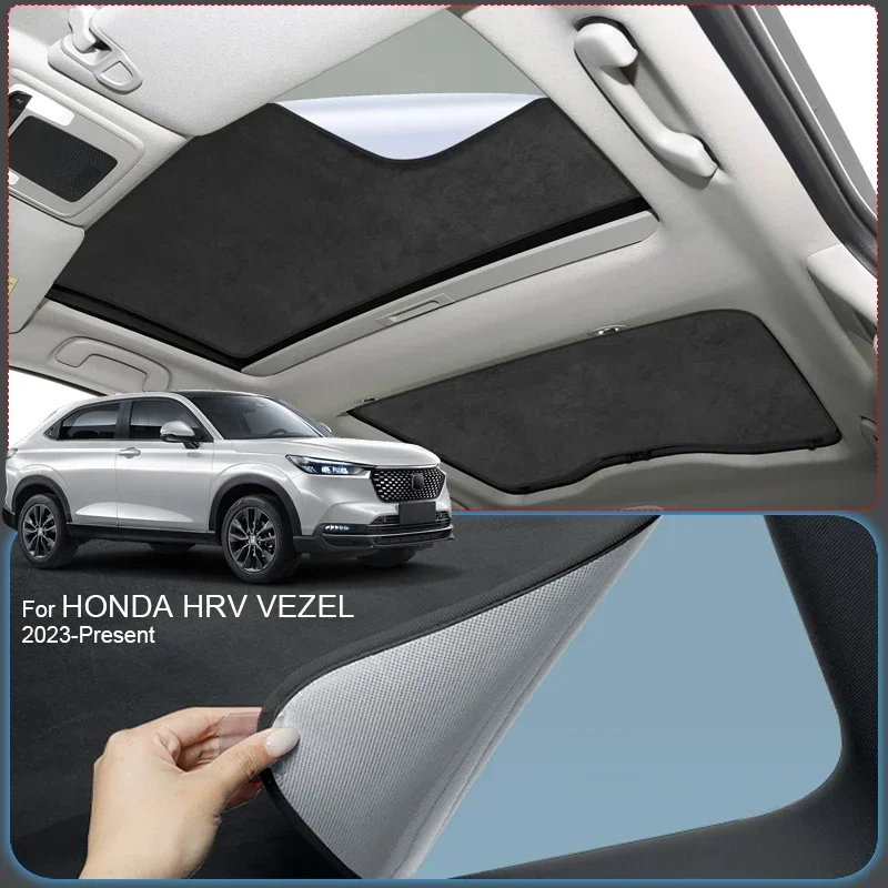 

Для HONDA HRV VEZEL 2023-наст. время: Автомобильный солнцезащитный козырек из замшевой ткани с защитой от УФ-излучения и электростатической адсорбцией, теплоизоляция люка на крыше