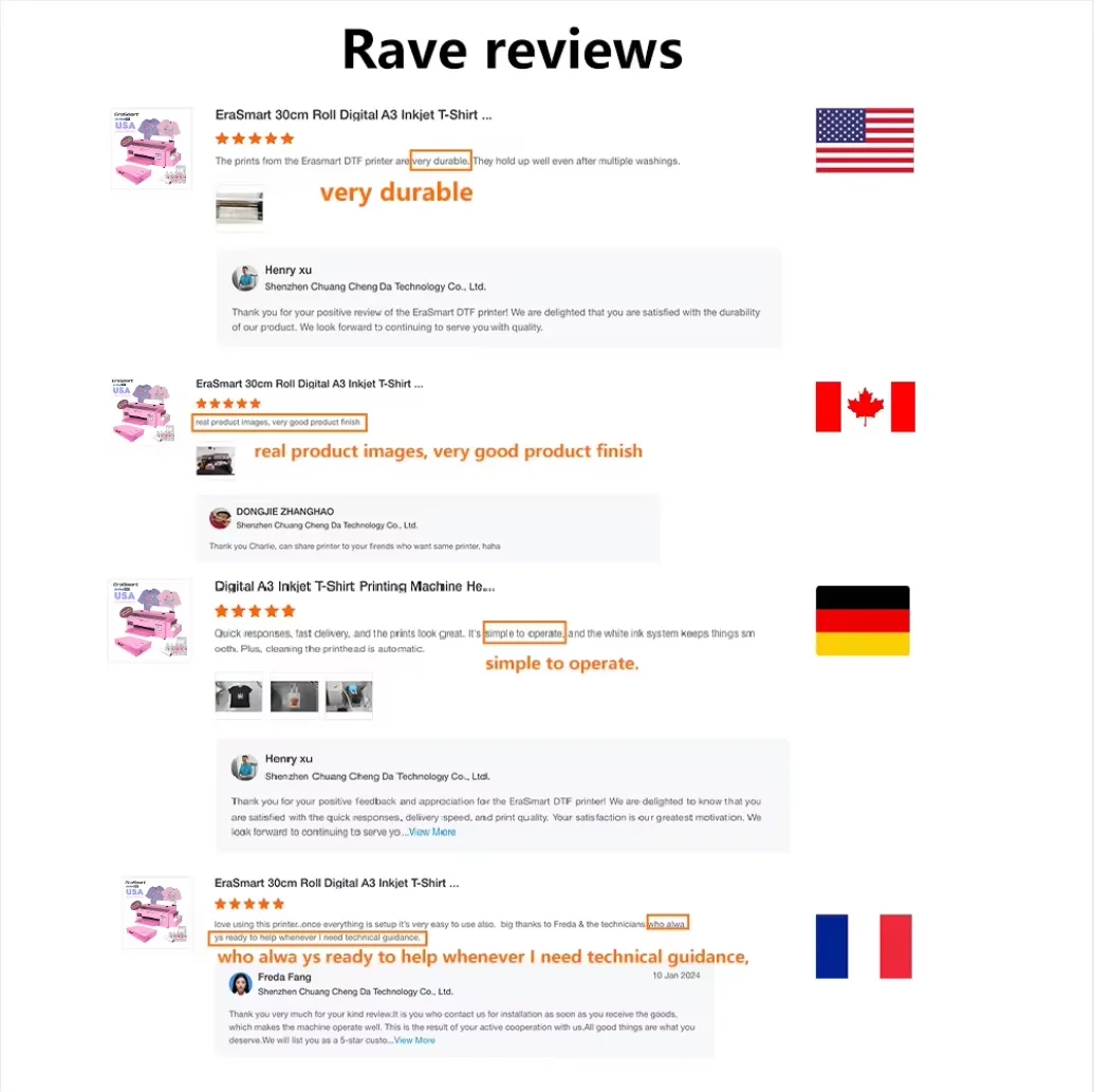 شحن مجاني EraSmart الرقمية 13 بوصة سطح المكتب الصغيرة DTF Impresora آلة طباعة القمصان A3 1390 لفة فيلم DTF الطابعة