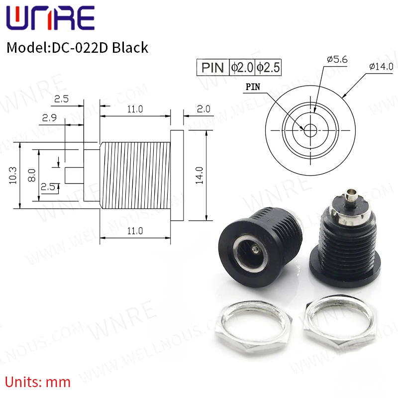 DC-022D Female Power Jack cable Plug Wire Adapter Connector DC Socket Black/White