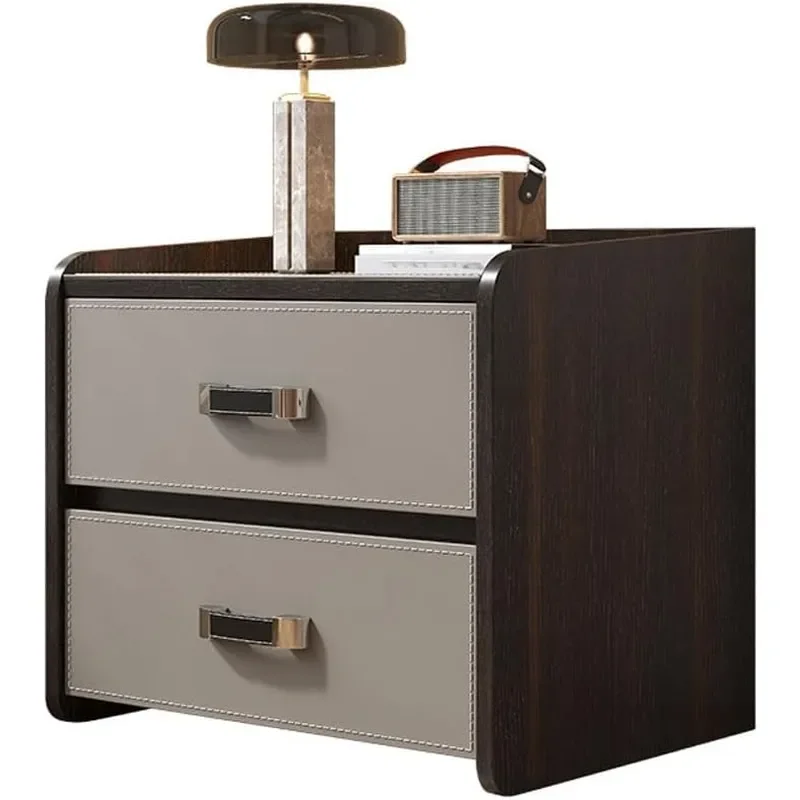 Night Stands Saddle Leather Bedside Table Cabinet Home Bedroom Solid Wood Nordic Style Storage Bedroom Furniture