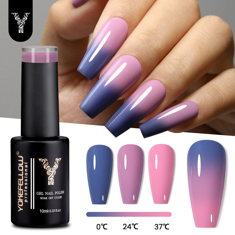 

YOKEFELLOW Thermal Gel Nail Polish 10ml Blue Pink Temperature Color Changing Gel Semi-Permanant Varnish Soak Off UV LED Manicure