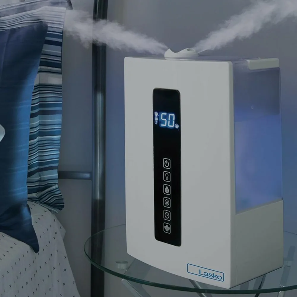 Warm and Cool Mist Humidifier with Humidistat and Timer, Quiet, Soothing Ultrasonic Dual Mist Humidifiers for Baby Nursery