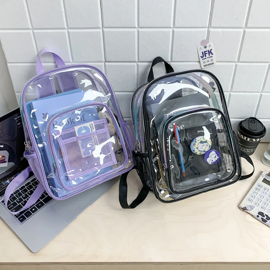 

Transparent Shoulder Bag Unisex Fashion Simple Large Capacity Portable Backpacks Multifunctional Waterproof Male Female Knapsack