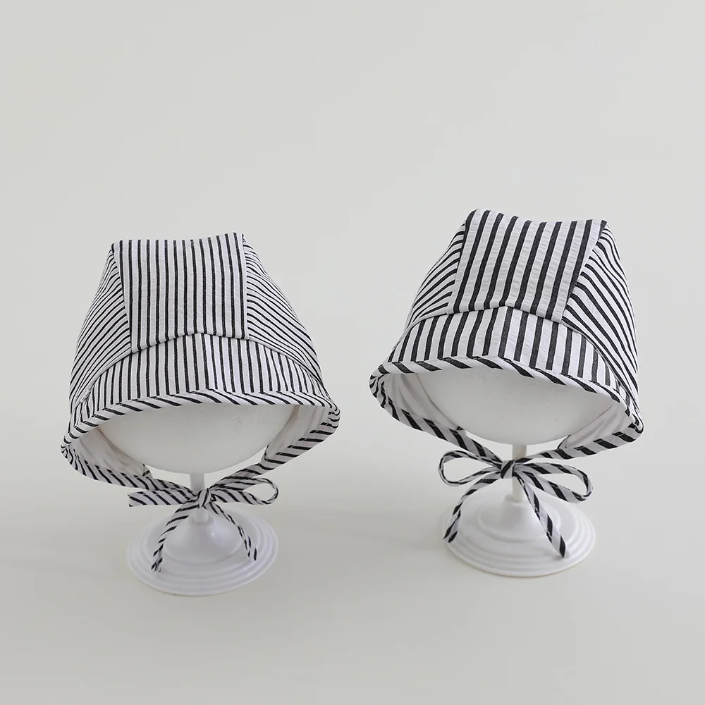 Chapeau de soleil tendance pour bébés filles et garçons, chapeaux indiens rayés, casquette de soleil d'extérieur pour nouveau-nés, bonnet en dentelle pour tout-petits, turban pour nouveau-nés