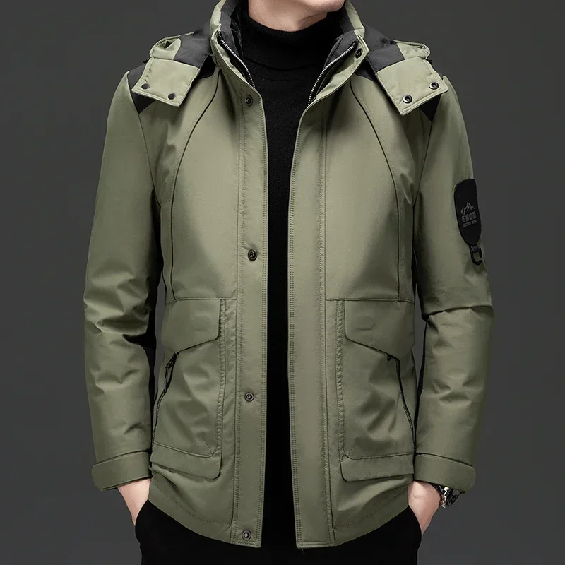 Doudoune coupe-vent et imperméable pour homme, manteau chaud Jack, poignées épaisses, doublure amovible, hiver, nouveau, 2024