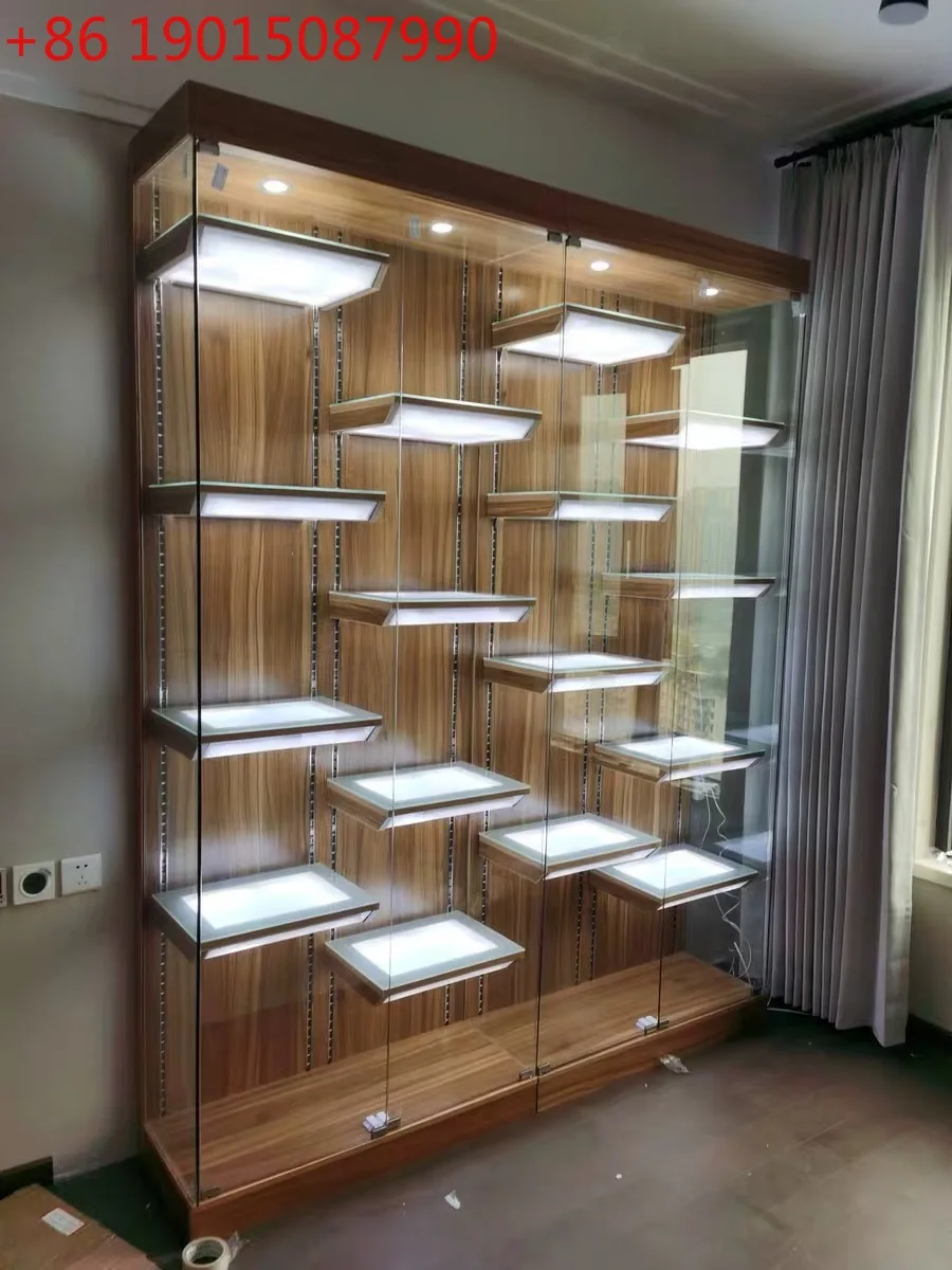 

Display Cabinet Glass Display Model Luxury Wine Display Stand Dust-proof Gift Cabinet Lego