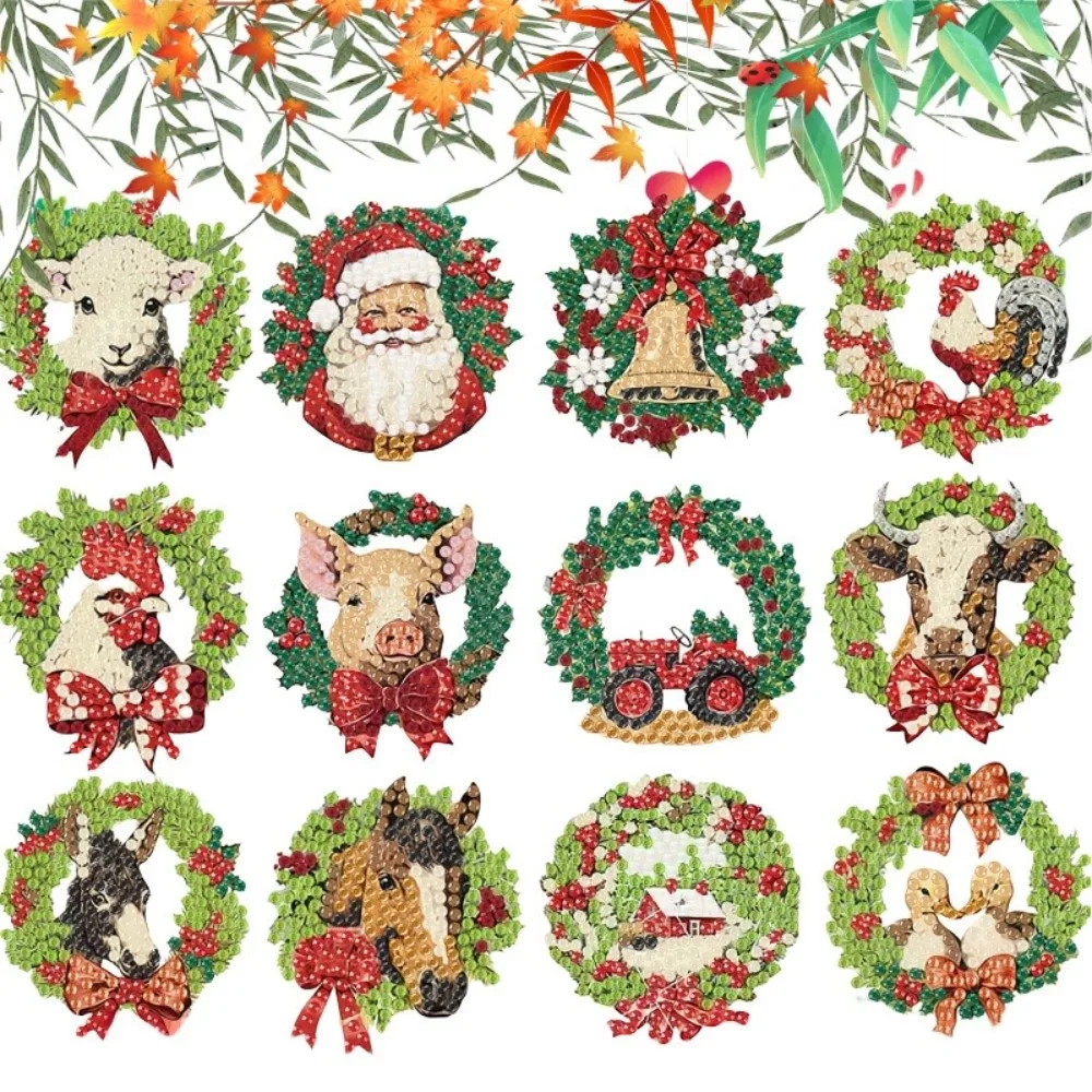 Acrylic Diamond Painting Keychains Double-Sided Snowflake Christmas Keychain Set Tree Diamond Painting Craft