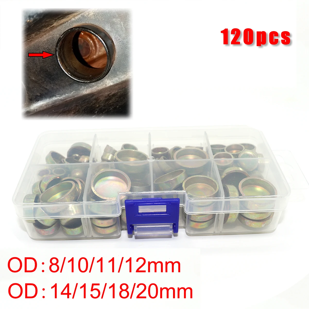 

120pcs Universal 8-20mm Engine Core Plug Expansion Welch Plug Zinc Plated Cup for 1.6L Cylinder Head Block Car Relacement Parts