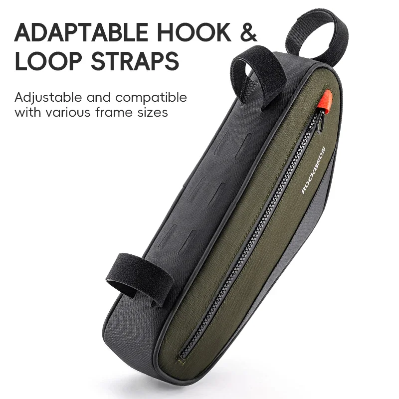 ROCKBROS Bicycle Bag 1.7L Large Capacity Bike Frame Tube Bag Reflective Cycling Top Bottom Tube Bag MTB Bicycle Accessories