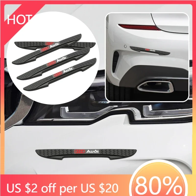 

2025 Hot 4PCS Car Emblem Door Edge Anti-collision Bumper Strip Protect Stickers For Audi A1 A2 A3 A4 A5 A6 A7 A8 Q1 Q2 Q3 Q4 Q5