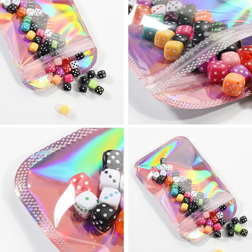 50 Stück/Lot Selbstversiegelnde Plastik-Laserbeutel Wiederverwendbare Geschenk-Aufbewahrungstasche mit Klarsichtfenster für Ornament-Beutel und Süßigkeiten-Verpackung – Detail 8