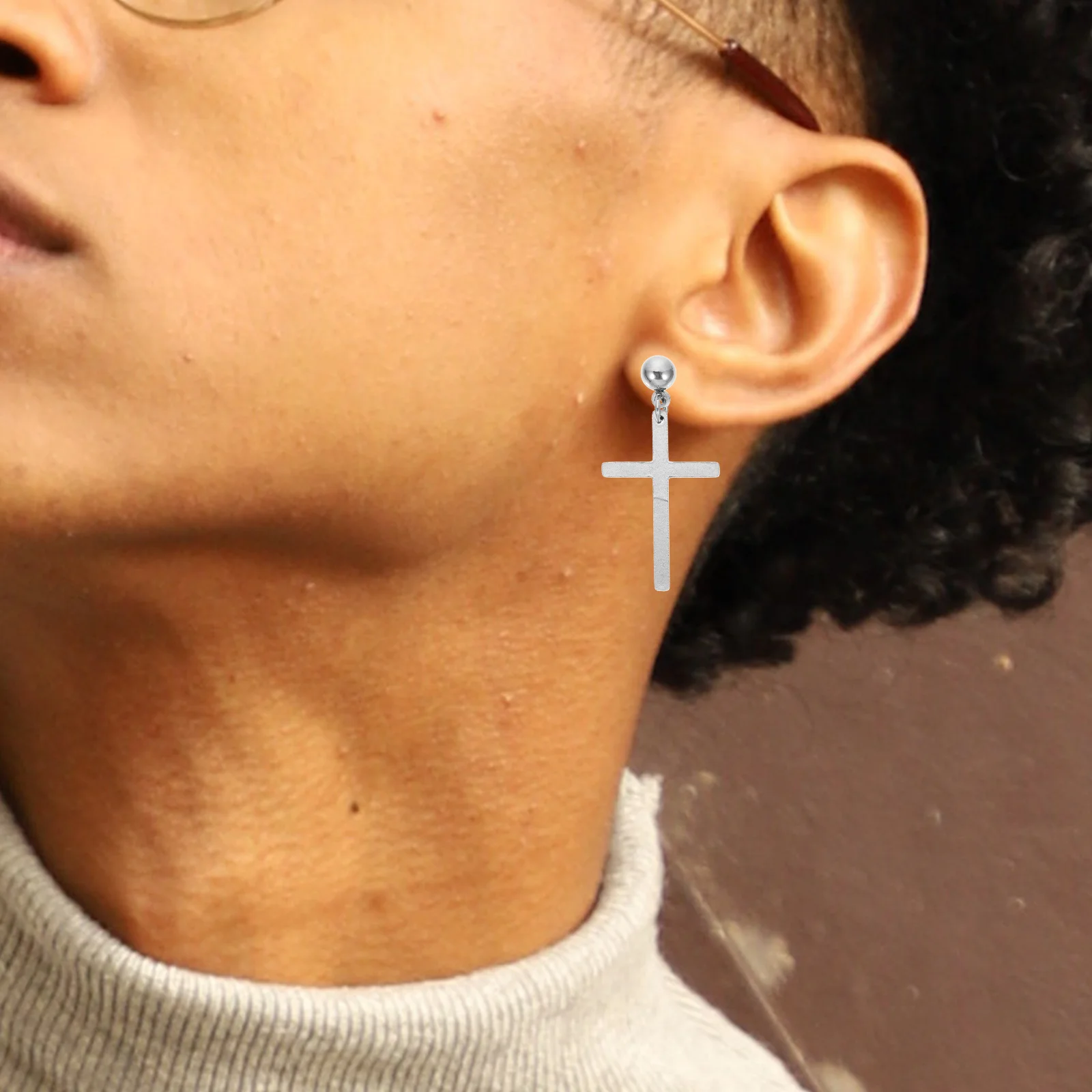 

Titanium Steel Earrings Premium Material Unisex Dangle Trend Cross Eye-catching