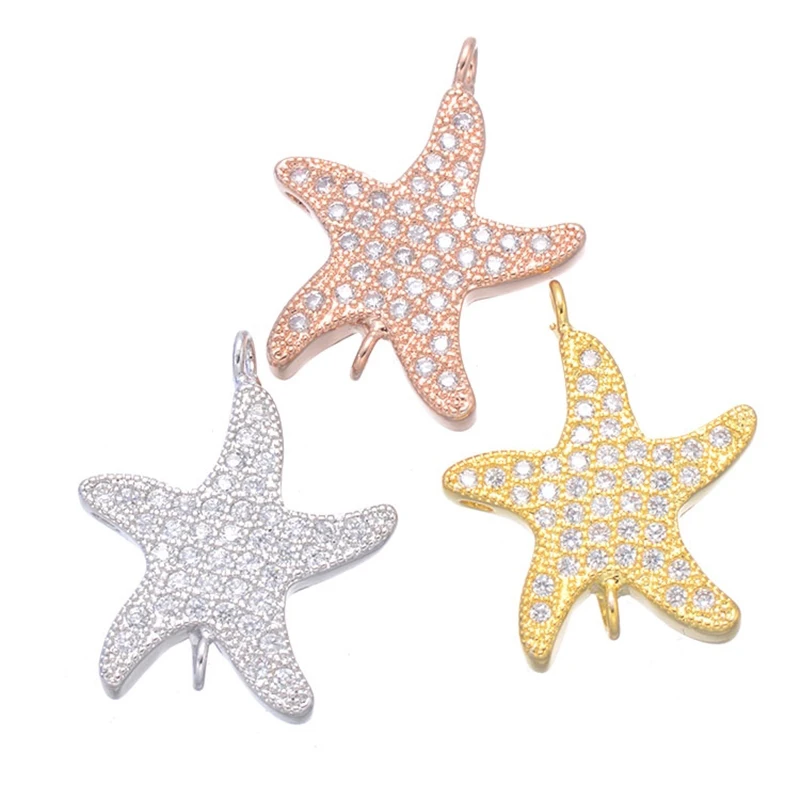 Juya DIY 18K Gold Plated Cz Infinity Knot Flower Star Charm Connectors Accessories For Women Bracelet Necklace Earring Making