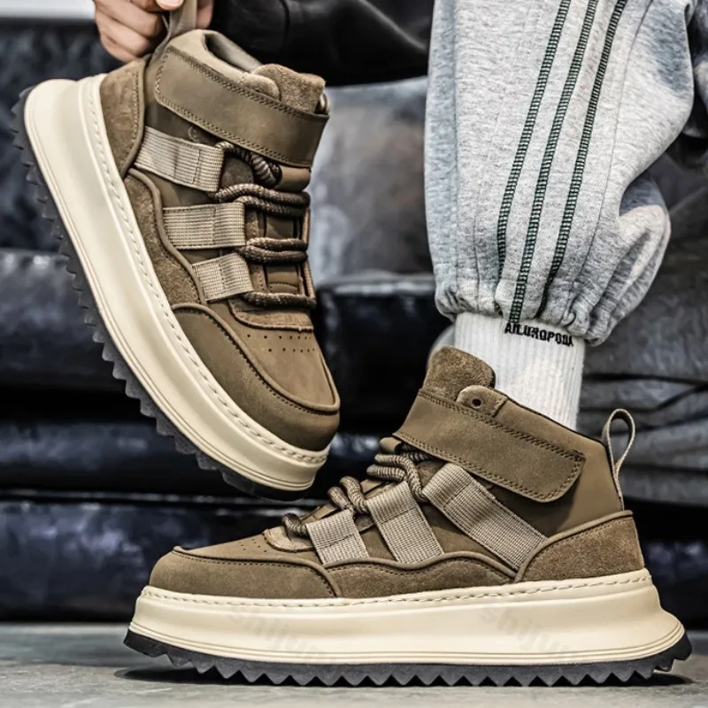 

2025 Autumn New Retro Design High Top Casual Sports Shoes for Men Fashon Trend Versatile Comfortable Non Slip Platform sneakers