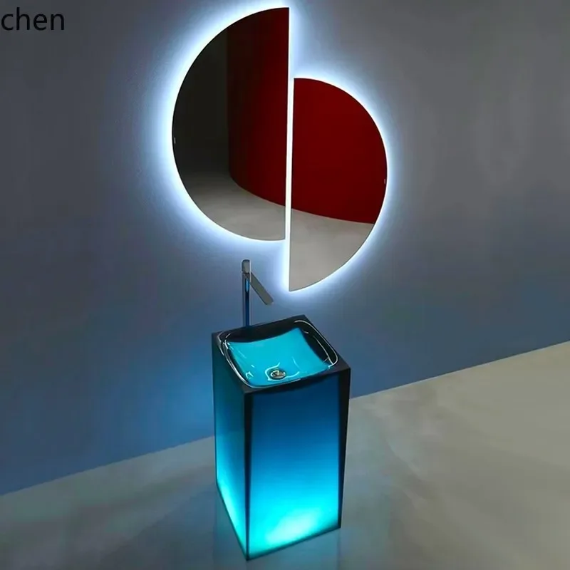 integrated floor-to-ceiling wash basin translucent artificial stone with face wash basin