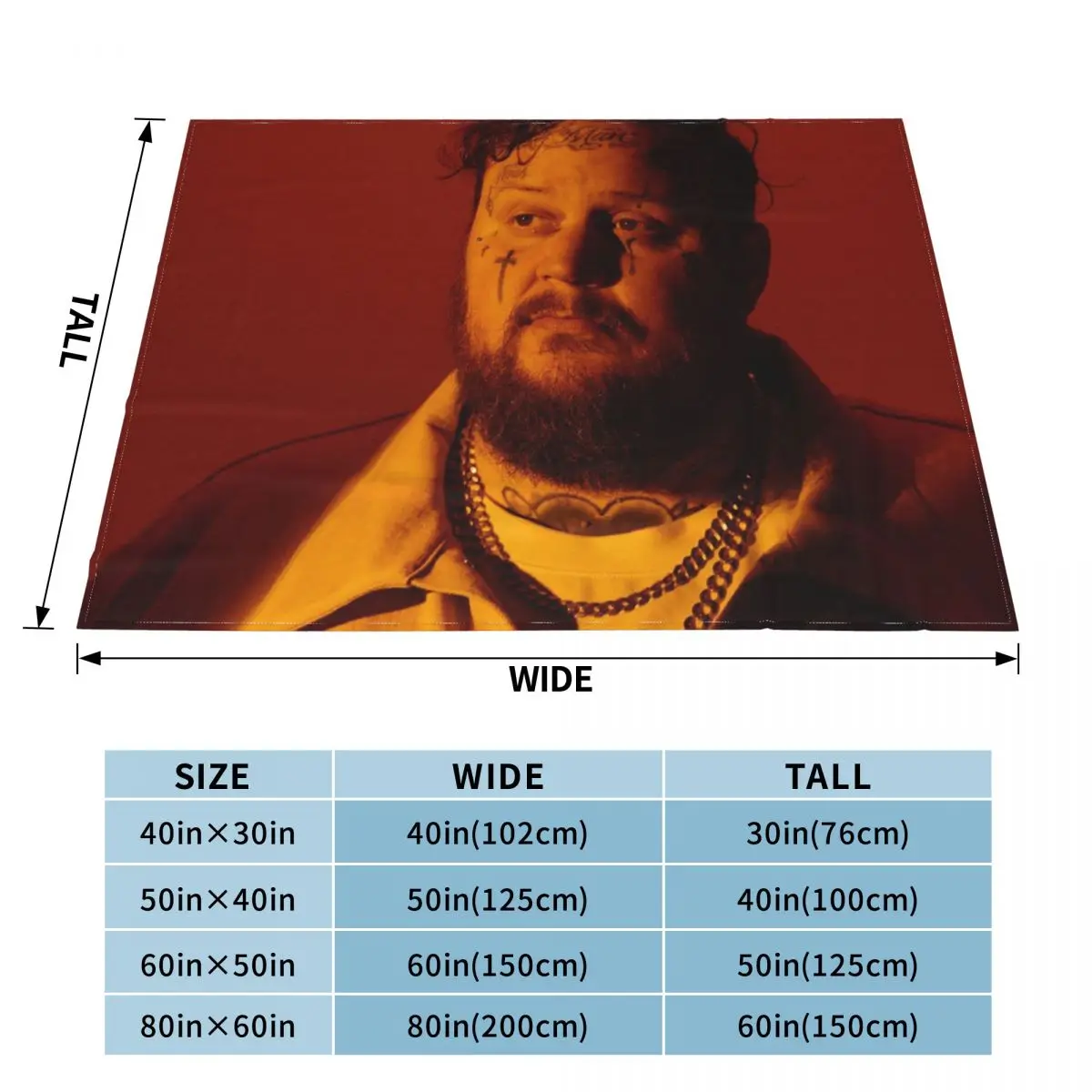 Jelly Roll Beautifully Broken Tour 2024 Rapper Blanket Soft Flannel Throw Blanket Plush for Bed Living room Picnic Travel Couch