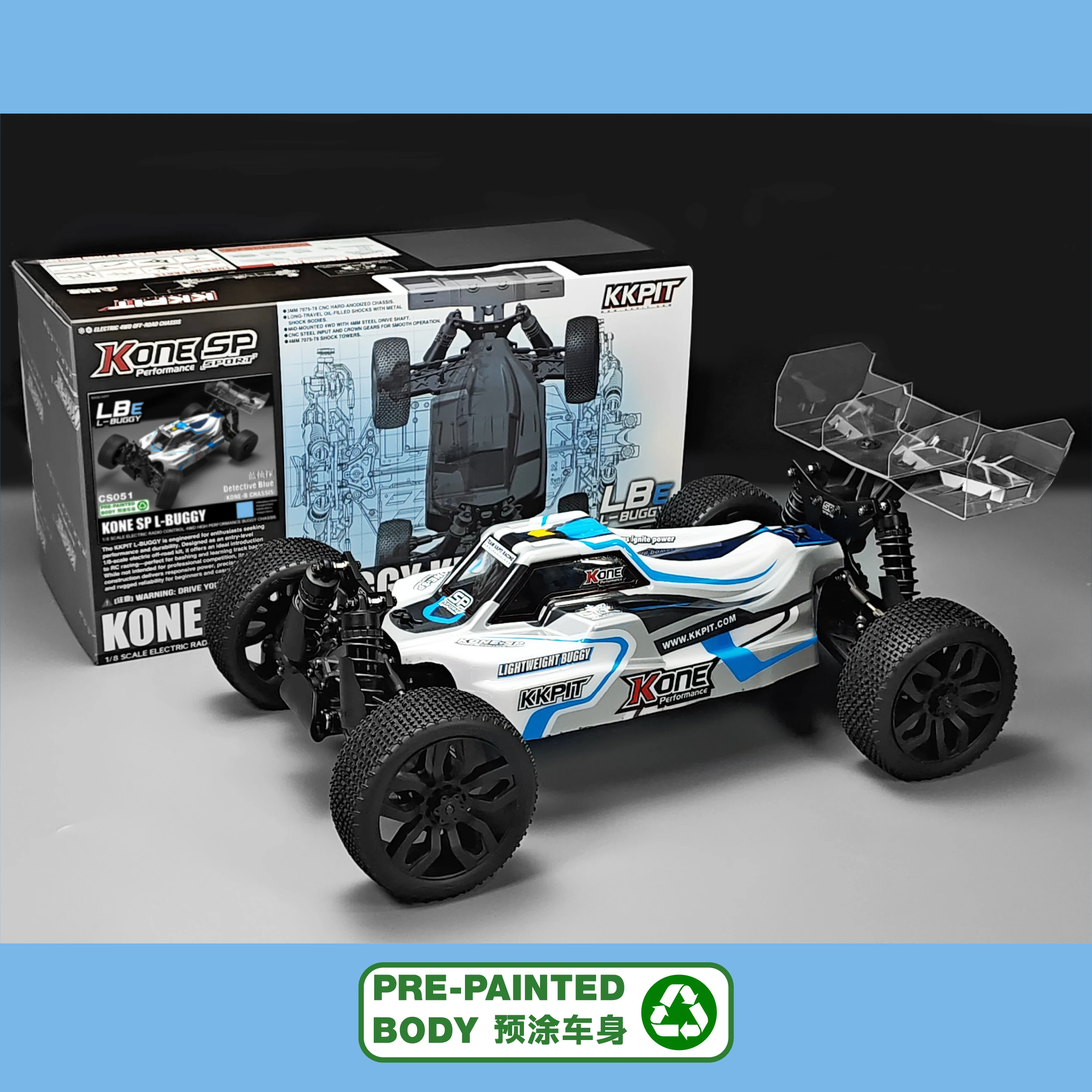 KKPIT 1/8 KONE SP LBE L-BUGGY Electric RC Buggy 330mm Wheelbase, Off-Road, KKPIT Chassis