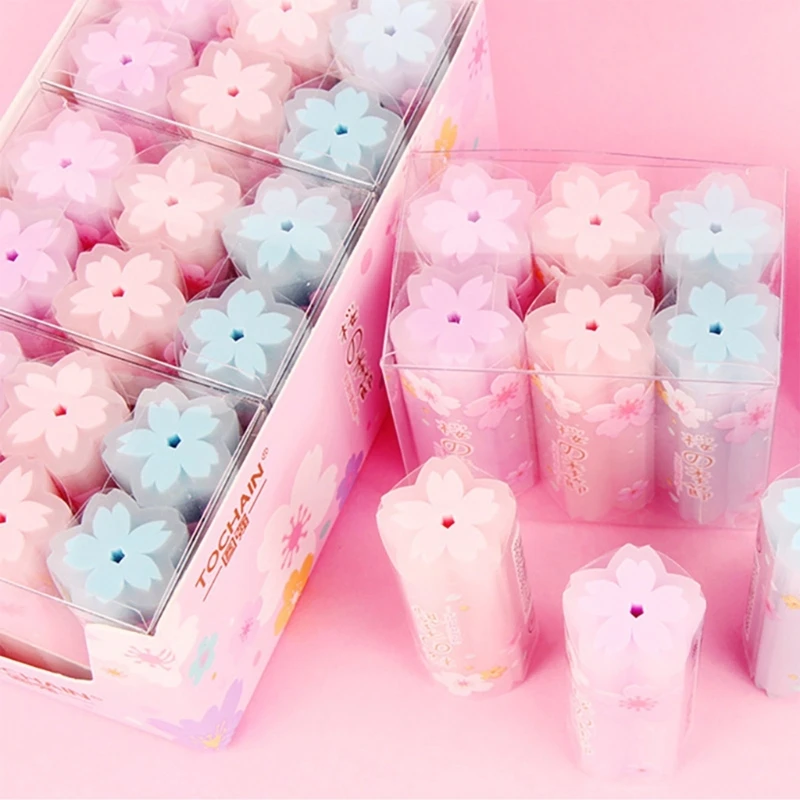 448F Cherry Blossoms Erasers Square Erasers Practical Pencil Erasers for Student