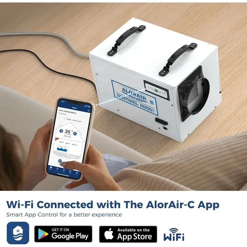 مزيلات الرطوبة الفضائية من ALORAIR Crawl، 120 جزء في المليون من Energy Star Wi-Fi APP يتحكم في مزيلات الرطوبة المزاحفة، وإزالة الجليد التلقائي في الطابق السفلي