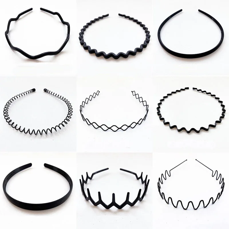 

Plastic Metal Black Brown Hairbands Headbands for Men Women Headwear Washing Sports Hair Hoop Band Unisex Hair Accessories