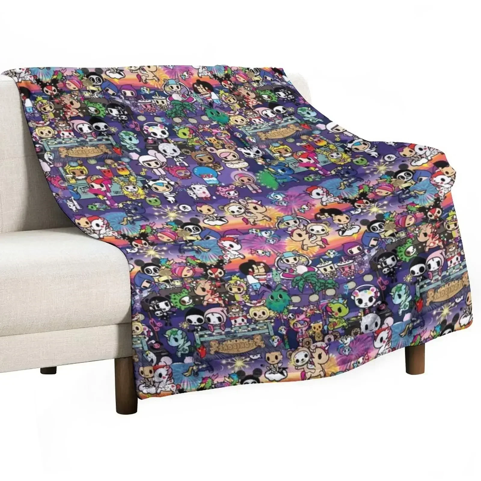 donutella and his friends unicorns mofia collaboration Throw Blanket For Decorative Sofa sofa bed Blankets