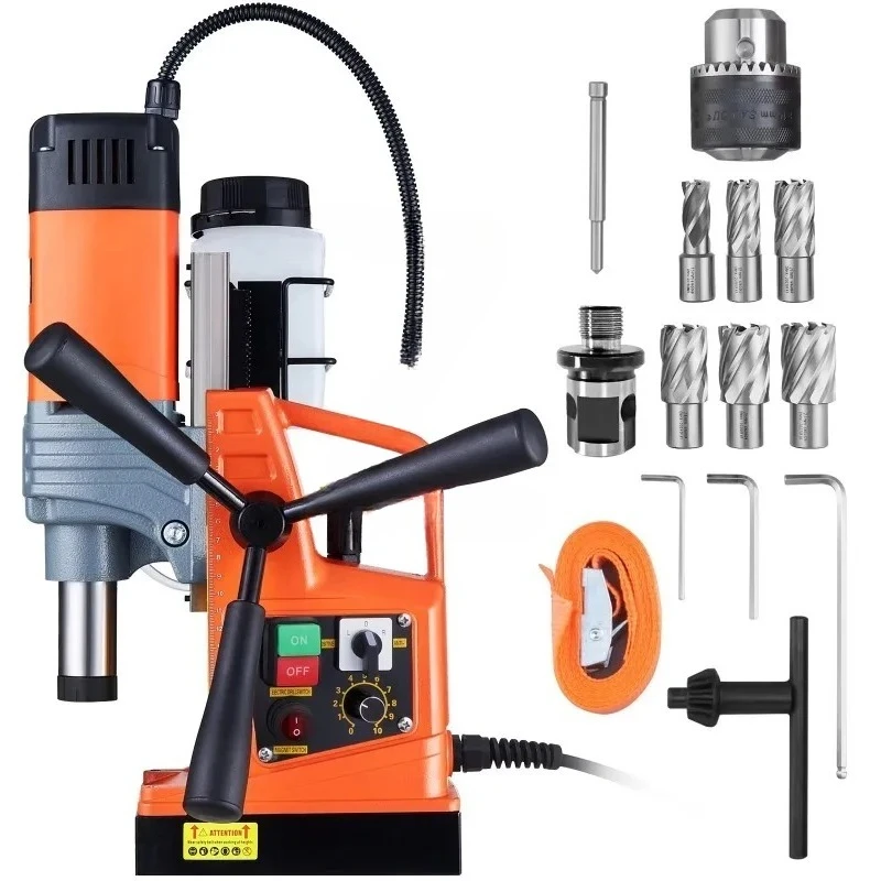 Drill 1450W 2922lbf/13000N Portable Mag Drill Press 500RPM with 6pcs Drill Bits