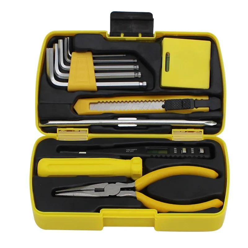 

10Pcs Household Hand Tool Set Small Hardware Tool Kit Portable Storage Case Home Repair Basic Tools