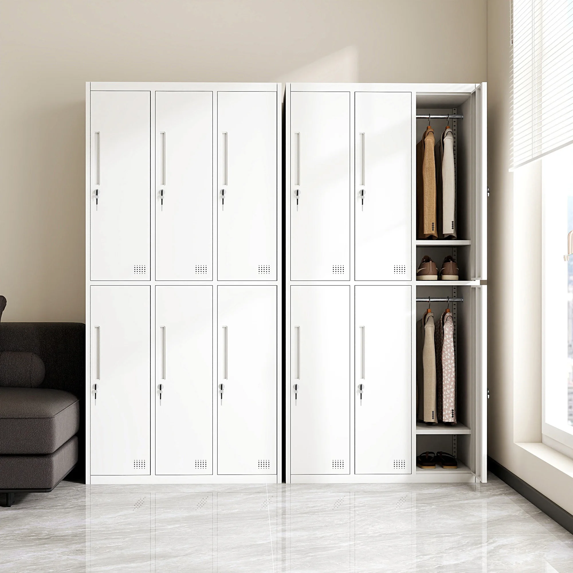 

Металлический шкаф-локер Homniture для длительного хранения, современная офисная мебель для коммерческого и промышленного использования