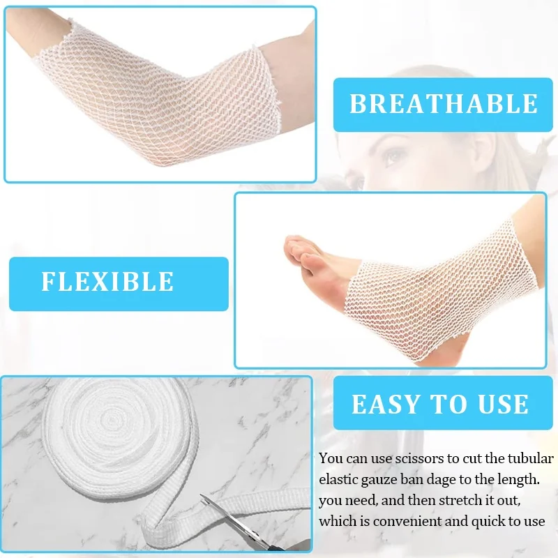 2M/Roll Elastic Net Wound Dressing Bandage Stretchable Medical Nursing Emergency Aid Gauze for Head Elbow Ankle Knee