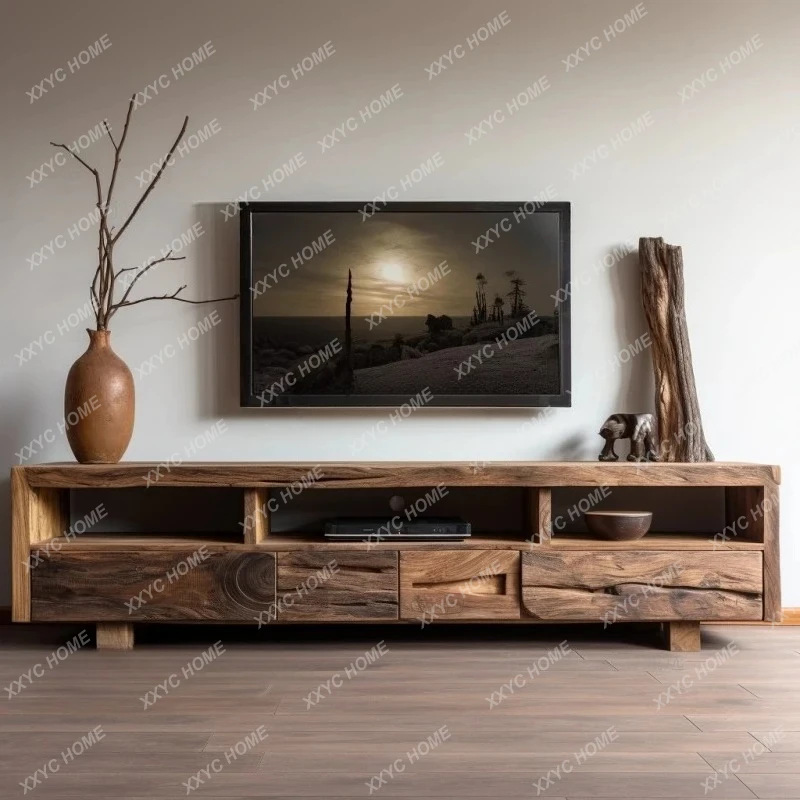 

L Wind Solid Wood TV Cabinet Retro Wind Storage Cabinet Homestay Simple Design Customizable