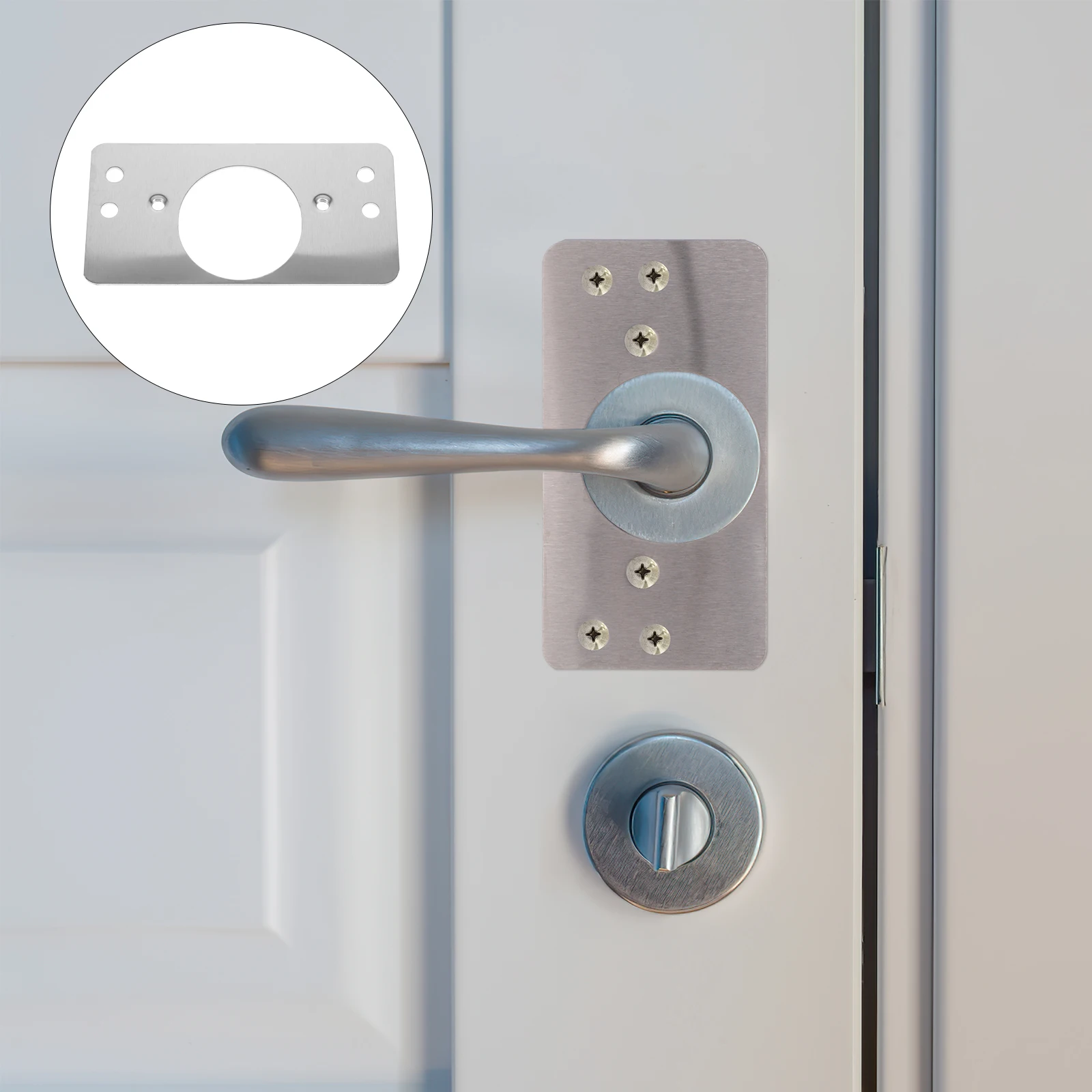 

8pcs Ball Shaped Lock Fixing Plate Door Reinforcement Stainless Steel Repair Kit Front Strike Plate Cover Deadbolt Installation