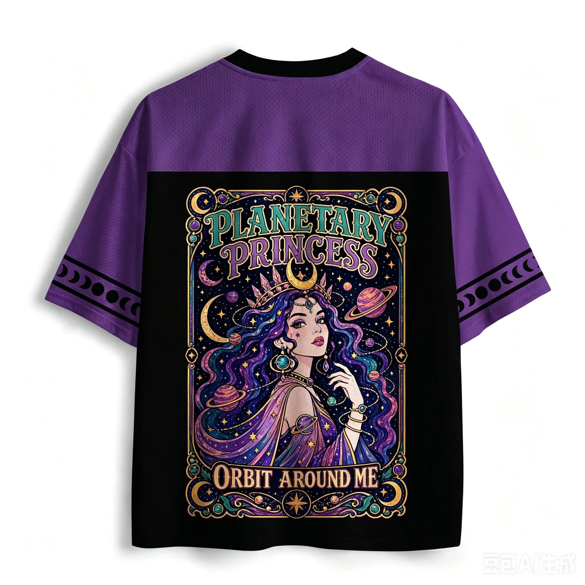 2026 Summer Fashion Fun Gothic Planet Goddess 3D Printing Outdoor Leisure Fitness Sports Style Commemorative V-neck T-shirt