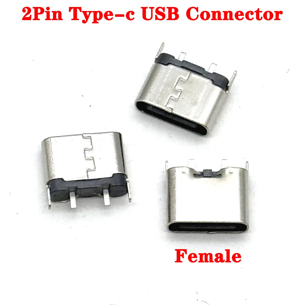 

2Pin USB Type C 2 Pin Connector Female Jack Charging Port SMD SMT PCB Solder DIY Repair USB-C Type-C Socket Connectors