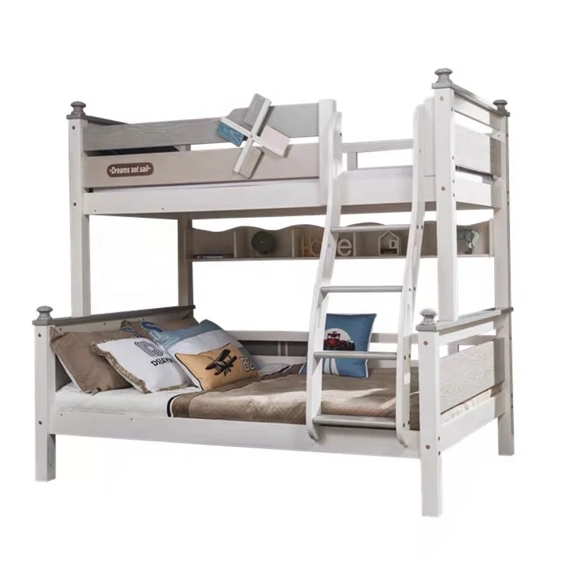 Wholesale Customized Modern Design Solid Wood Furniture Double Size Kids Adult Bunk Beds With Ladder